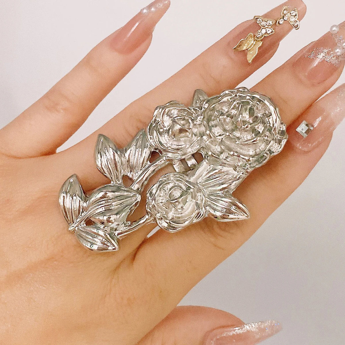 18K Gold Plated Silver Rose Flower Exquisite Ring