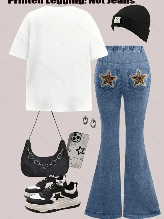 Two-Piece Casual Short-Sleeve Crewneck T-Shirt Set