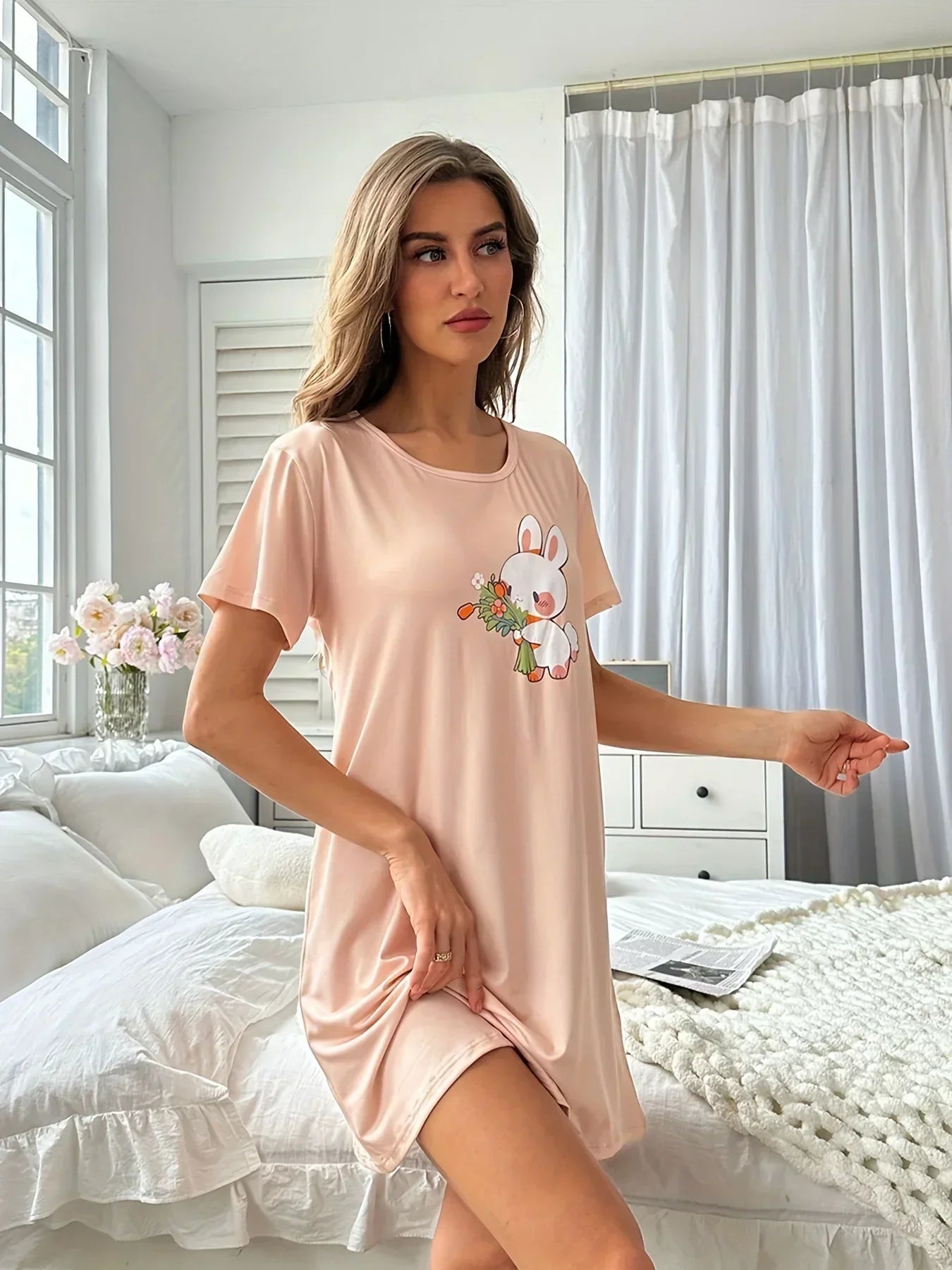 Casual Sweet Cute Rabbit Soft Sleepwear