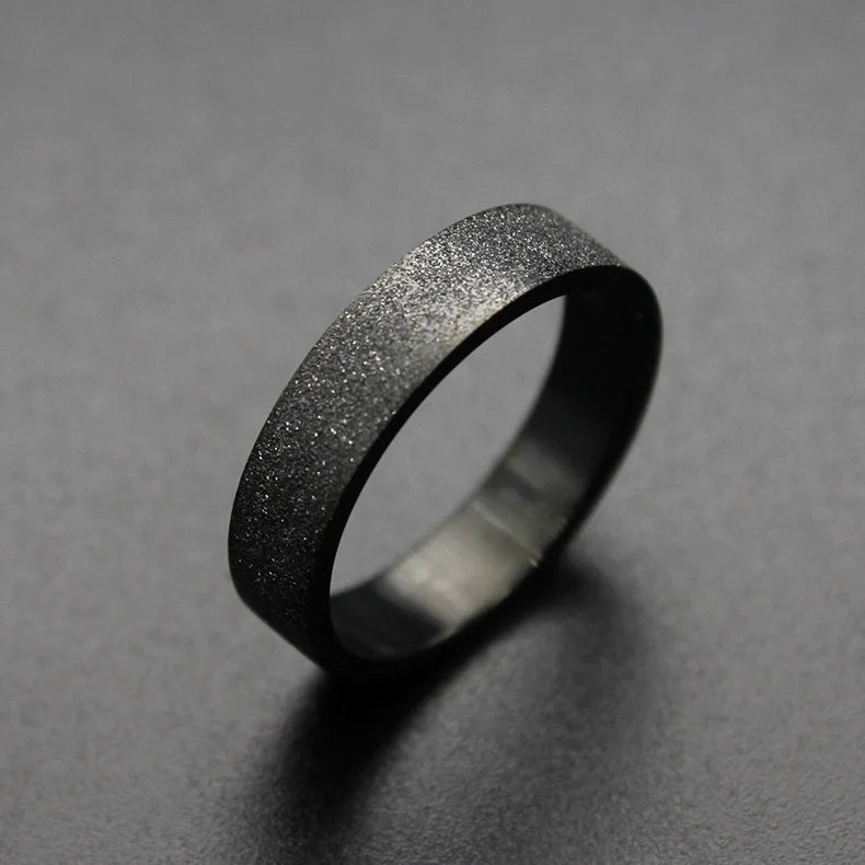 Couple Black Titanium Matte Ring