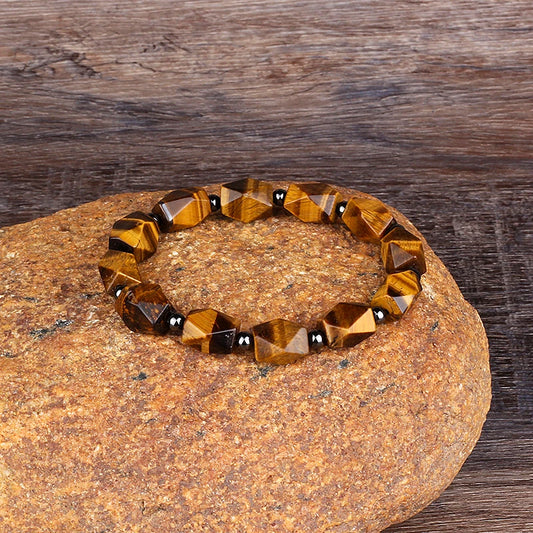 Natural Faceted Tiger Eyes Stone Reiki Bracelets
