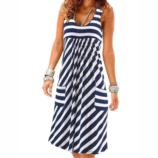 Striped loose sleeveless dress