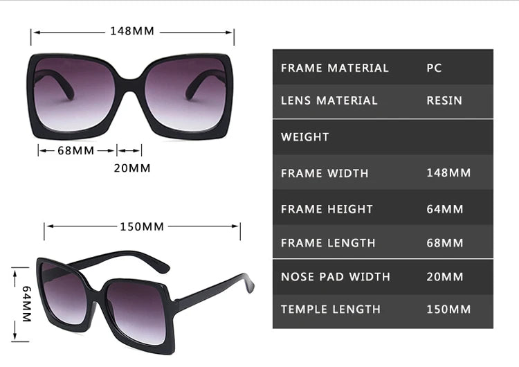 Big Frame Oversized Gradient Sun Glasses