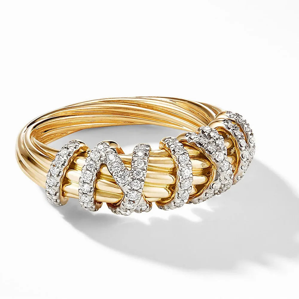 Luxury Hollow Out Cross Cubic Zirconia Gold Silver Rings