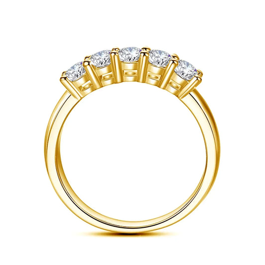 18K Gold Moissanite 5 Stone Rings