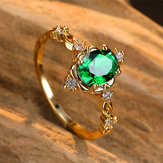 Charm Gold Silver White Opal Oval Stone Crystal Rings