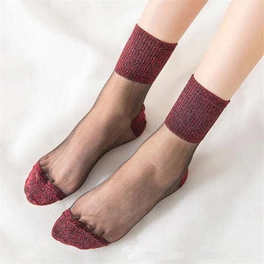 Ultra thin Transparent Crystal Glass Silk Socks