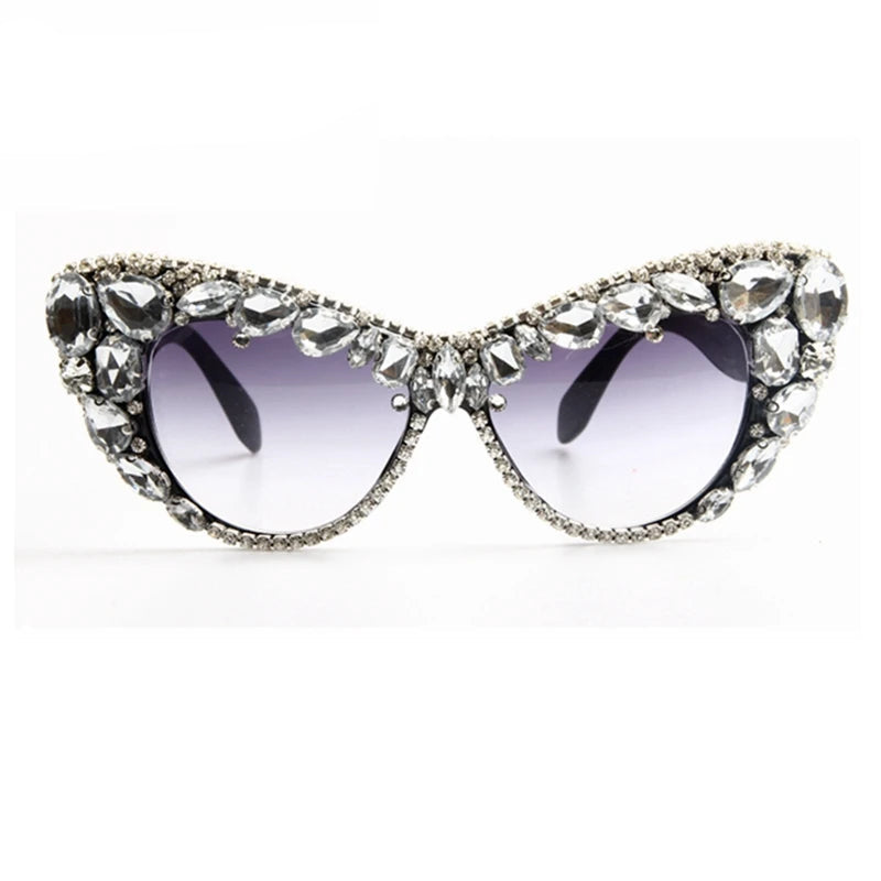 Cat eys Oversized Luxury Crystal Retro Sunglasses