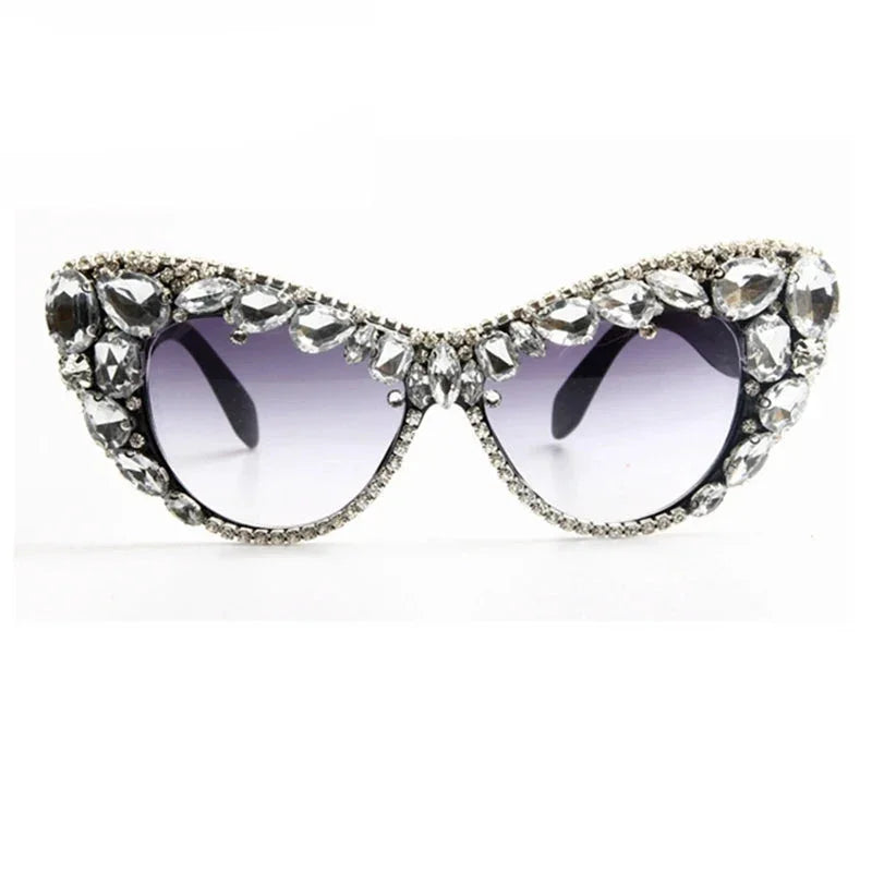 Cat eys Oversized Luxury Crystal Retro Sunglasses