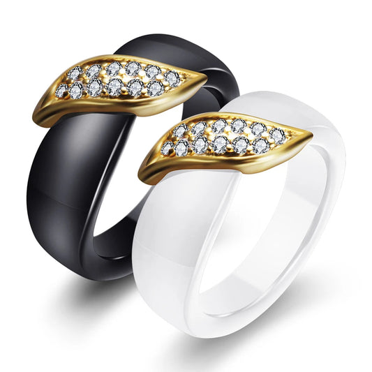 DANA Crystal Leaf Ceramic Rings