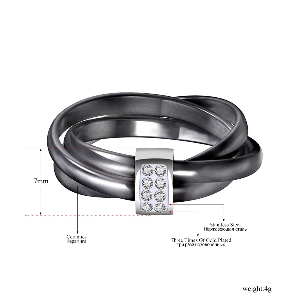 DANA 3 Layers Ceramic Crystal Rings