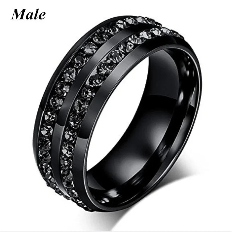Black Heart Crystal CZ Rings Set