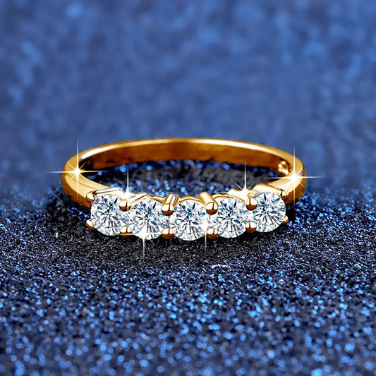 18K Gold Moissanite 5 Stone Rings