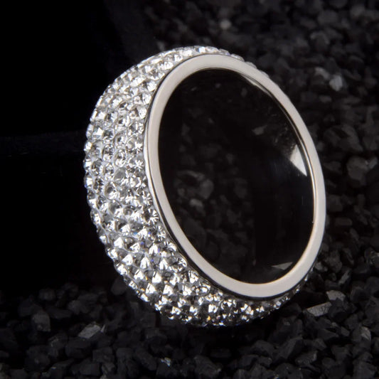 Stainless Steel Crystal Ring
