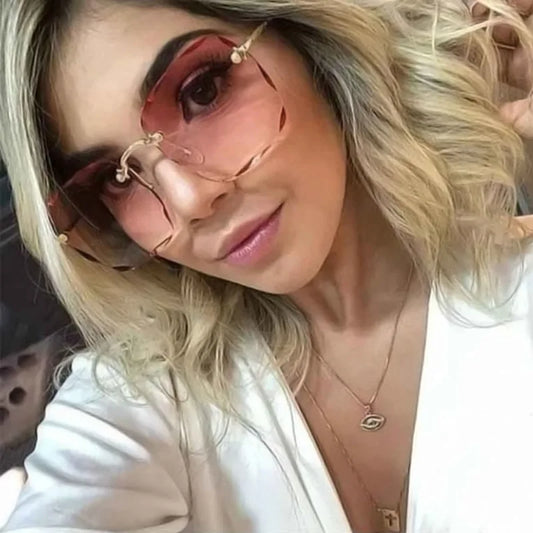 3PCS Square Rimless Sunglasses