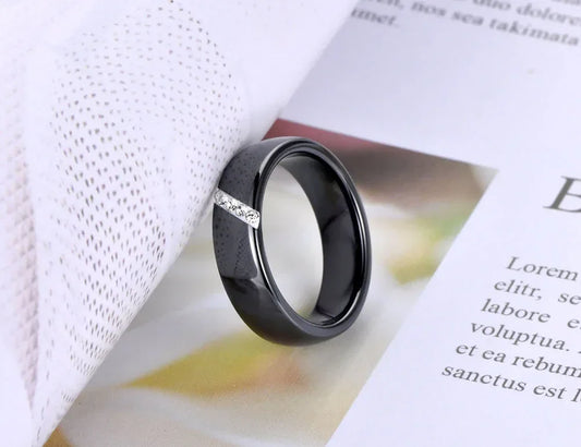 DANA Black Ceramic Crystal Ring