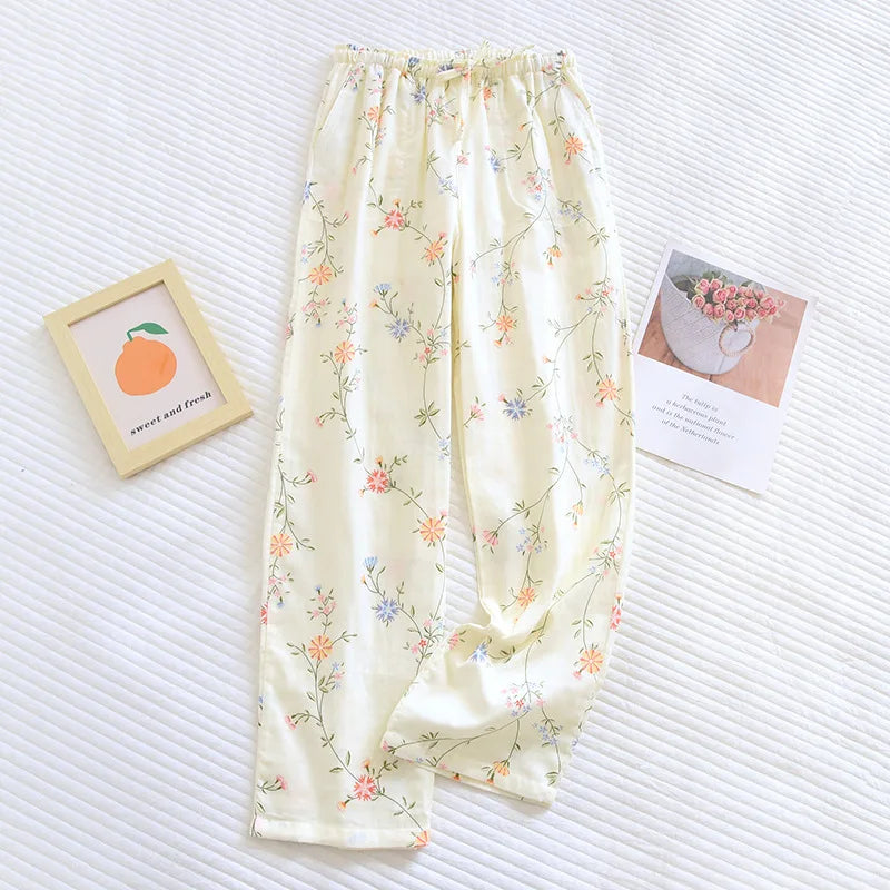 Cotton Double Gauze Thin Sleep Pants Sleep Pyjamas