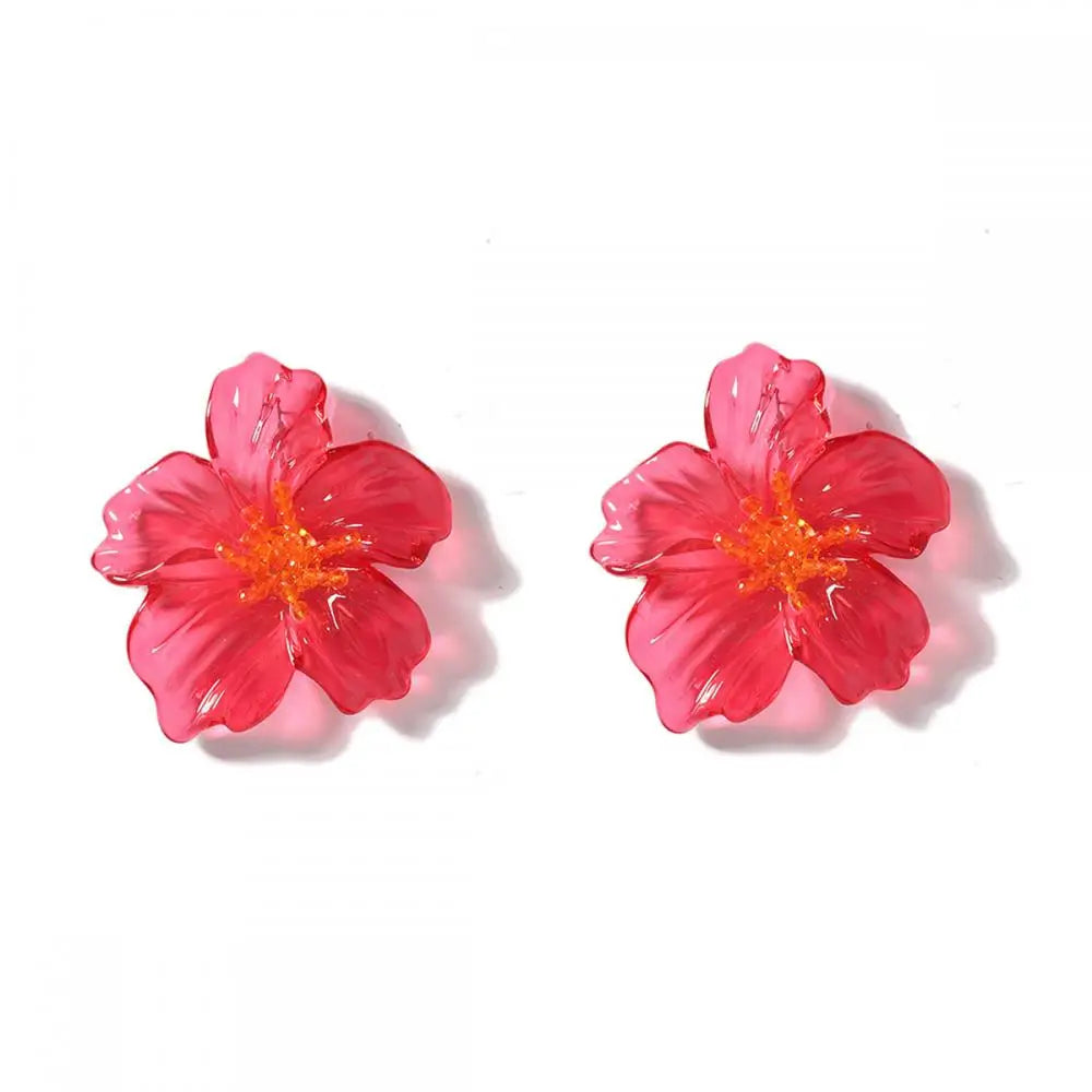 Colorful Acrylic Transparent Flower Earrings