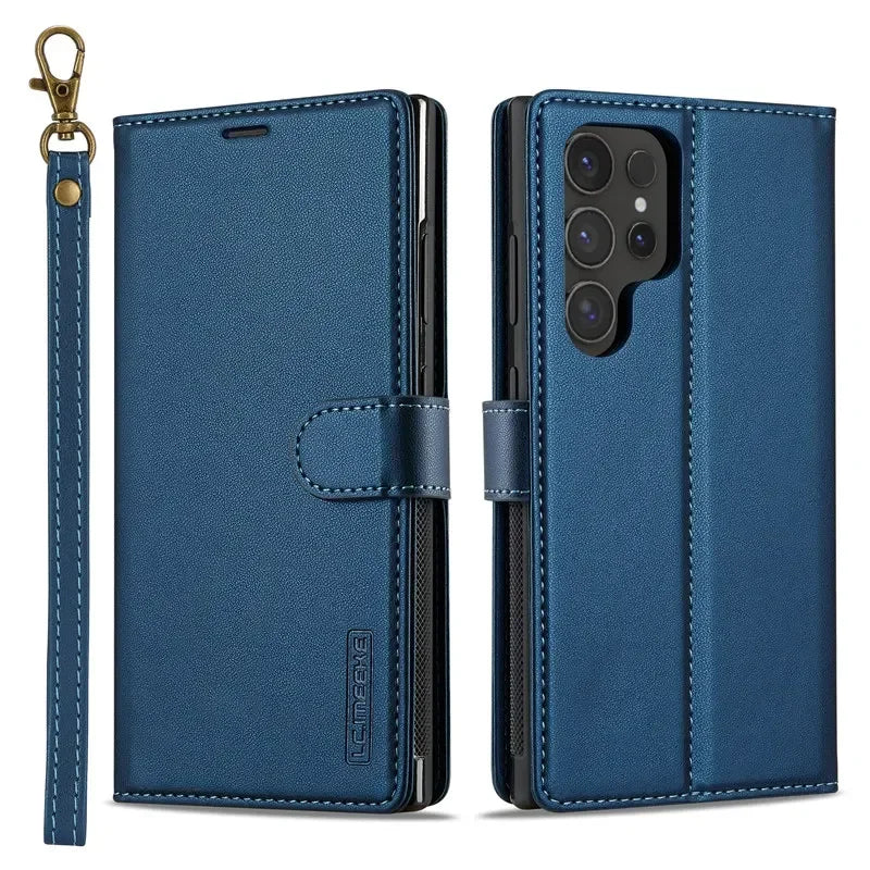 Leather Galaxy Case Magnetic Flip Wallet