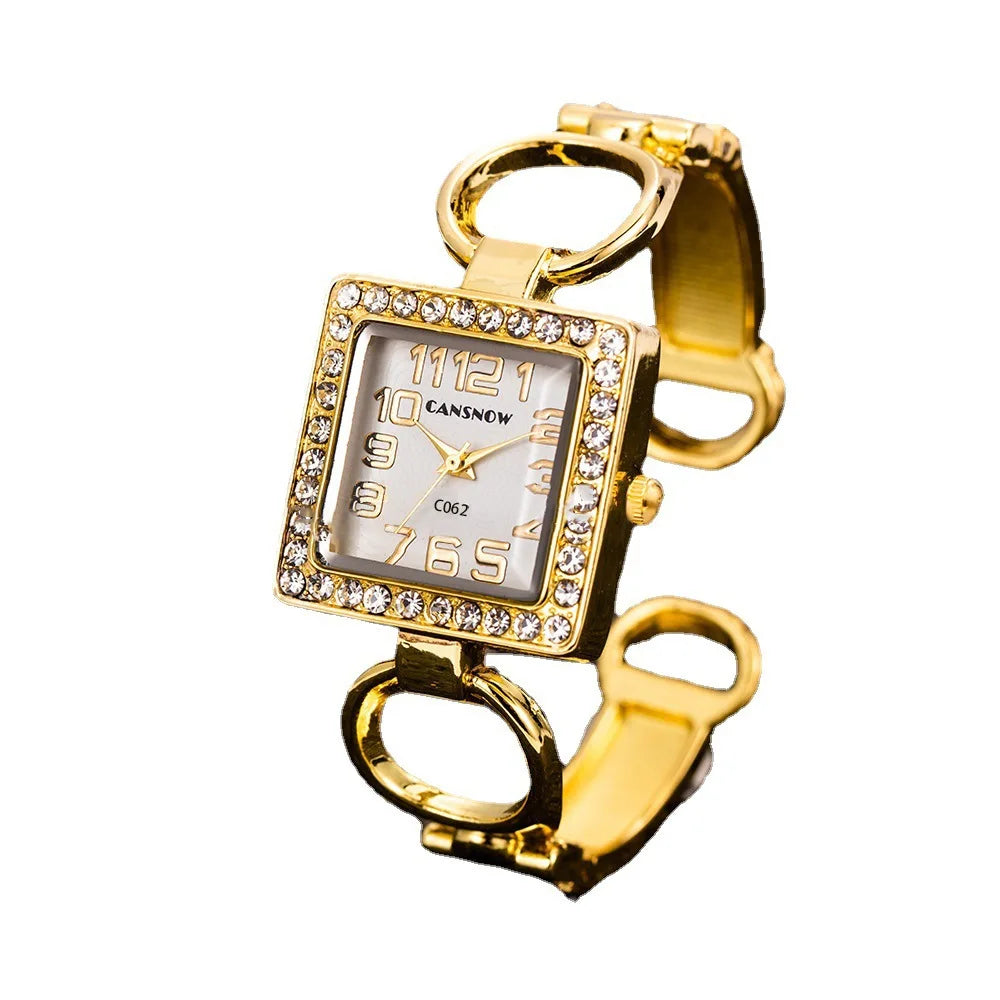 Gold Bangle Bracelet Stainless Steel Quartz Watch