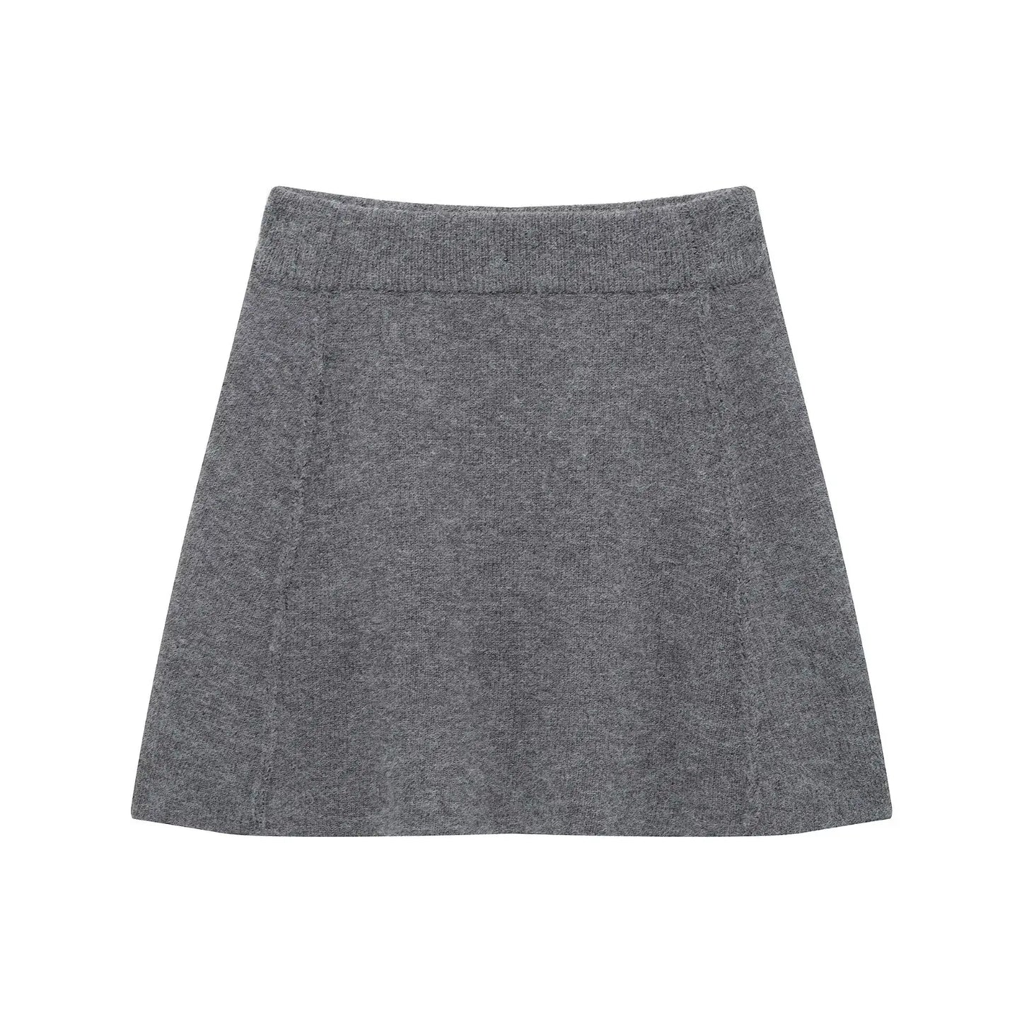 Falda mini ajustada de punto de manga larga con cuello redondo