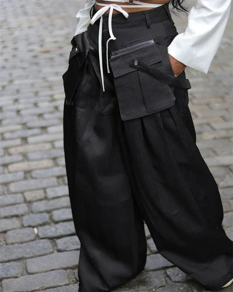 Multi-pocket Loose High Street Wide Leg Pants