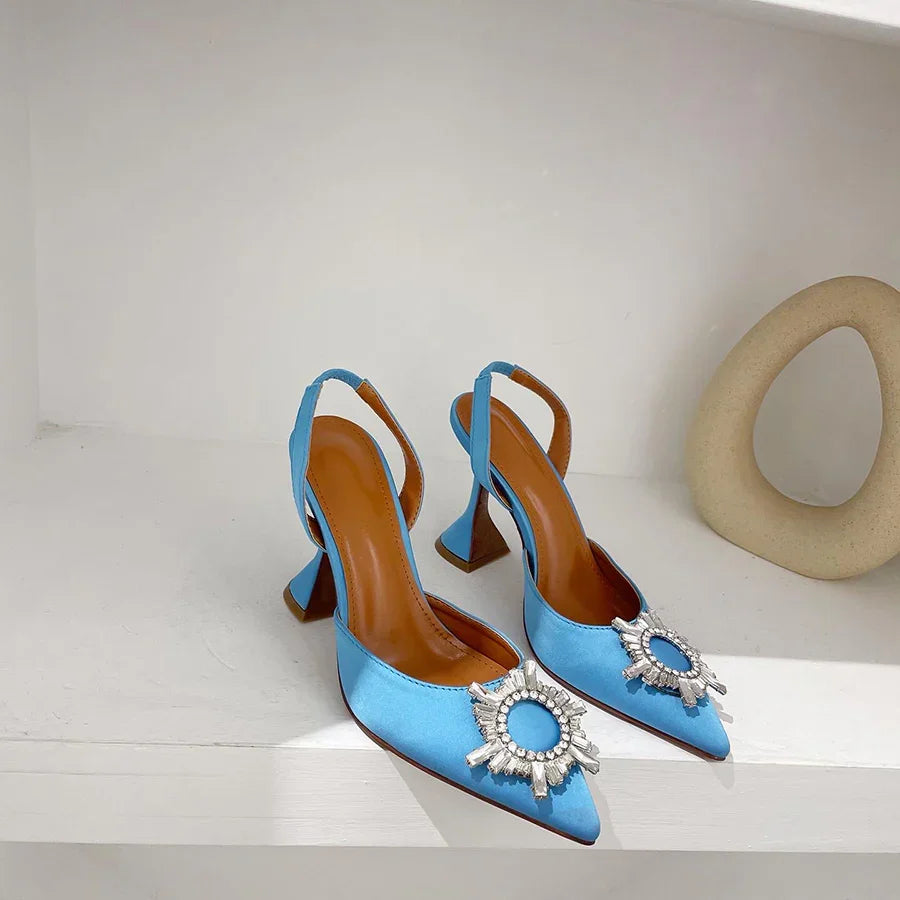 Silk High Heels Luxury Crystal Butterfly Shoes