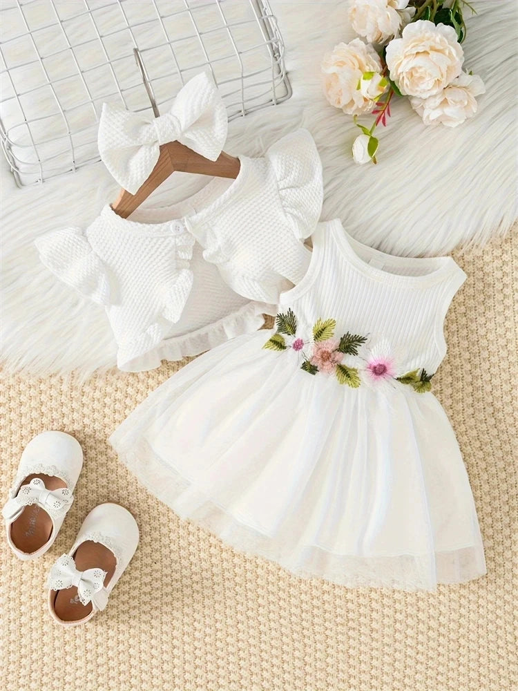 Newborn Baby Girls Flower Mesh Dress