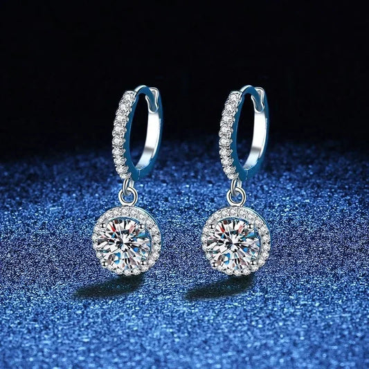 DANA 925 Sterling 1 Carat Moissanite Round Earrings