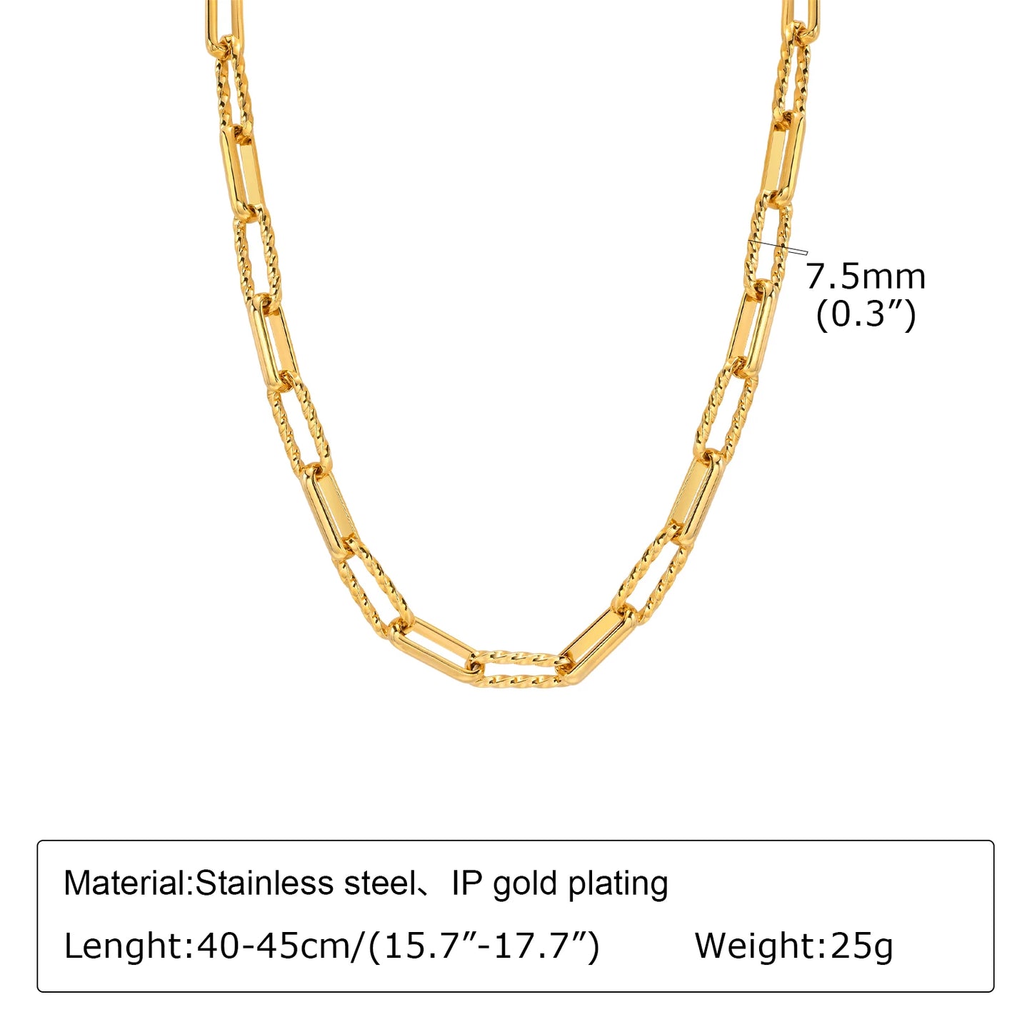 Chunky Gold Stainless Steel Jewelry Necklace