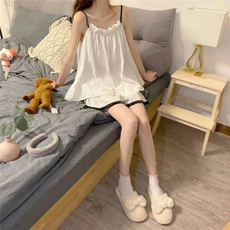 Thin Sling Leisure Sling Shorts Pajamas Set