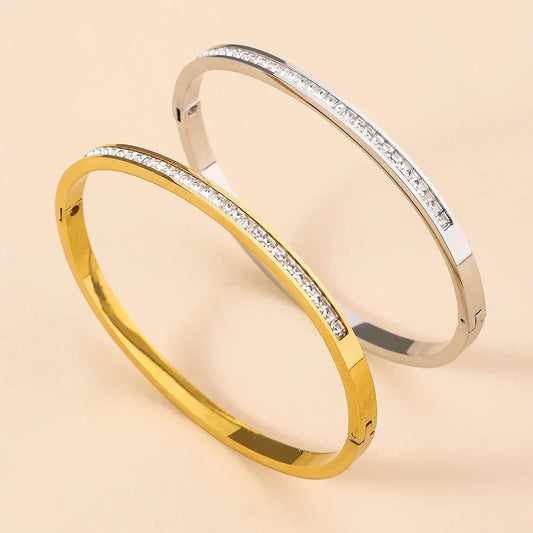 Artificial Zircon Stainless Steel Bracelet