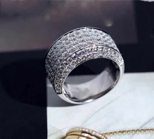 Luxury 925 Sterling Silver Plata Eternity Zirconia 3ct CZ Crystal Rings