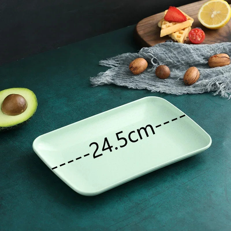 Creative Wheat Straw Rectangular Plate