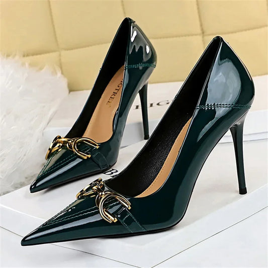 Luxury High Heels Metal Buckle Pumps Shoes