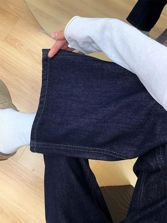 Dark Blue High Waist Loose Wide Leg Pants Jeans