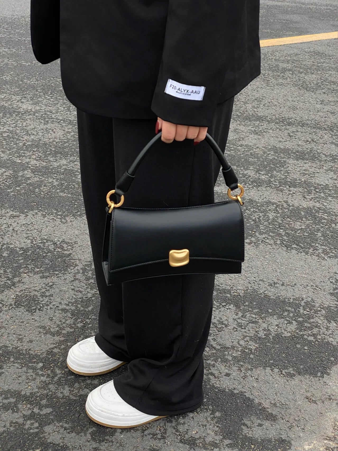 DANA Black Flap Lock PU Leather Bag