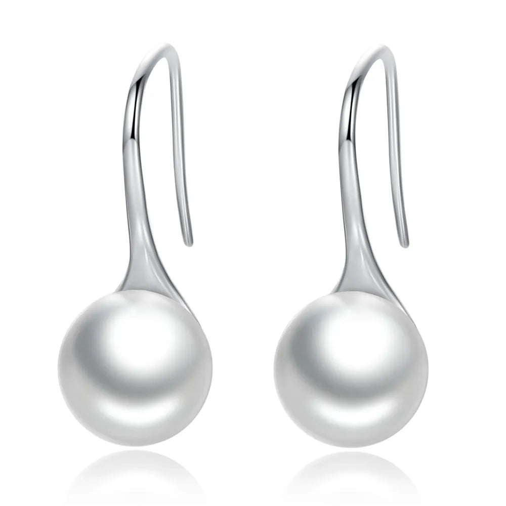 925 Sterling Silver Shell Pearl Shining Zircon Stud Earrings
