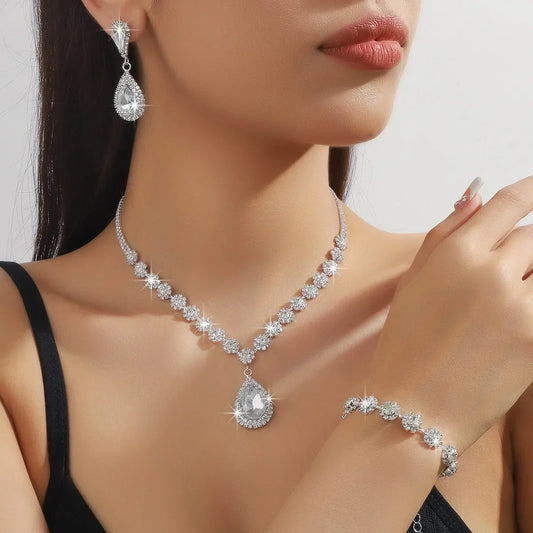 Waterdrop Flower Necklace Jewelry Set