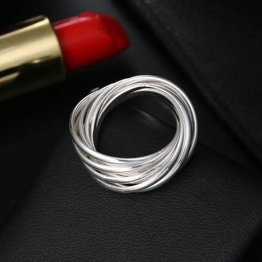925 Sterling Silver Five Circles Ring
