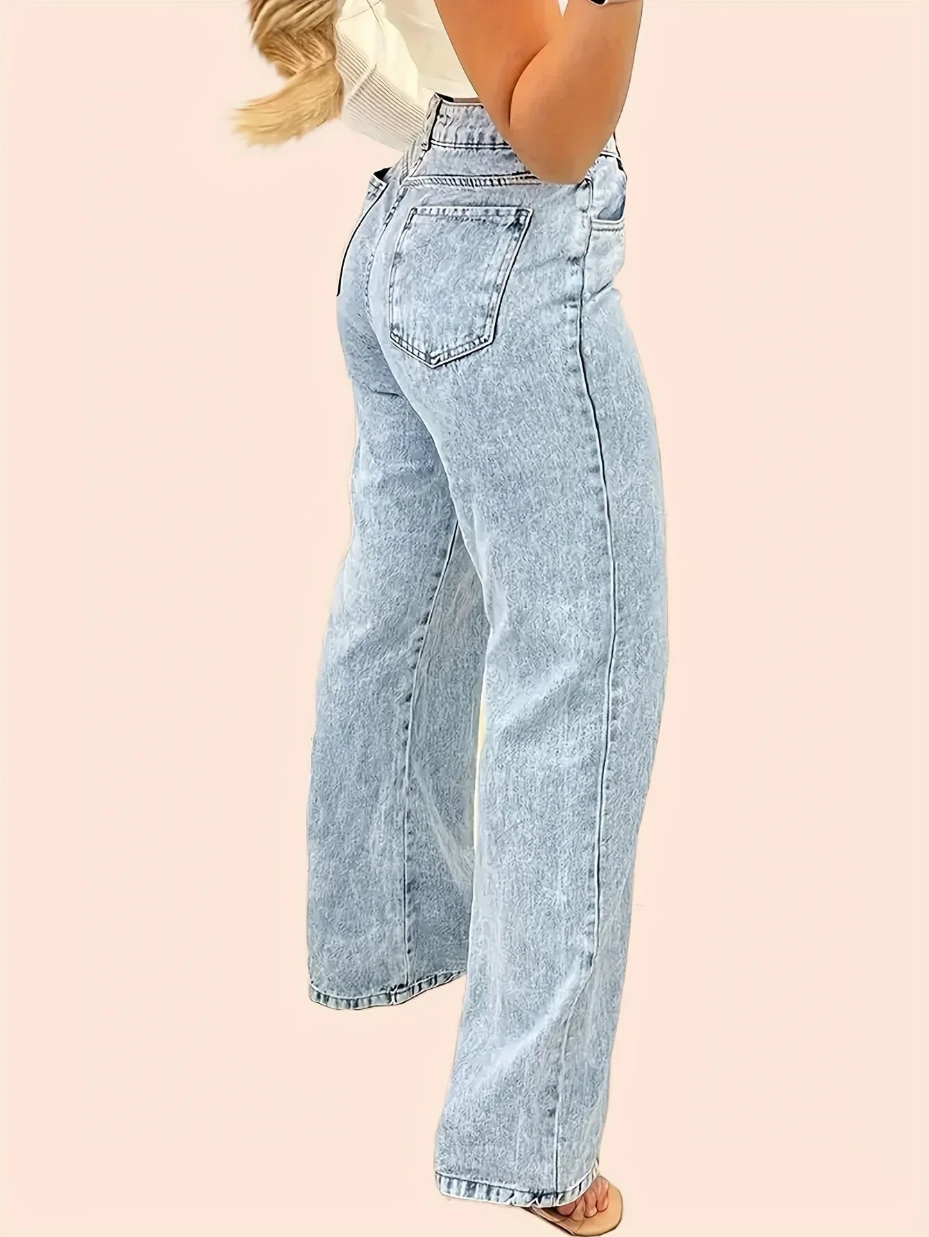 High waist straight snowflake Jeans