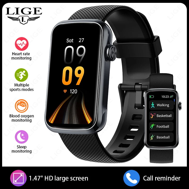 1.47'' Smart Bracelet Heart Rate Step Count Sport Fitness Health Monitor Waterproof Smartwatch