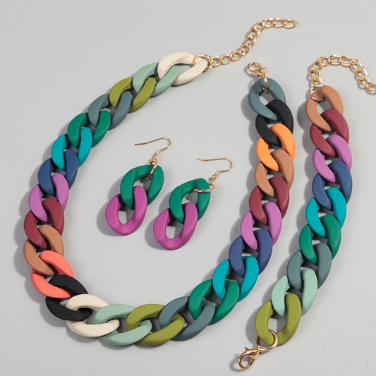 Fish Sheep Acrylic Chunky Chain Choker Necklace