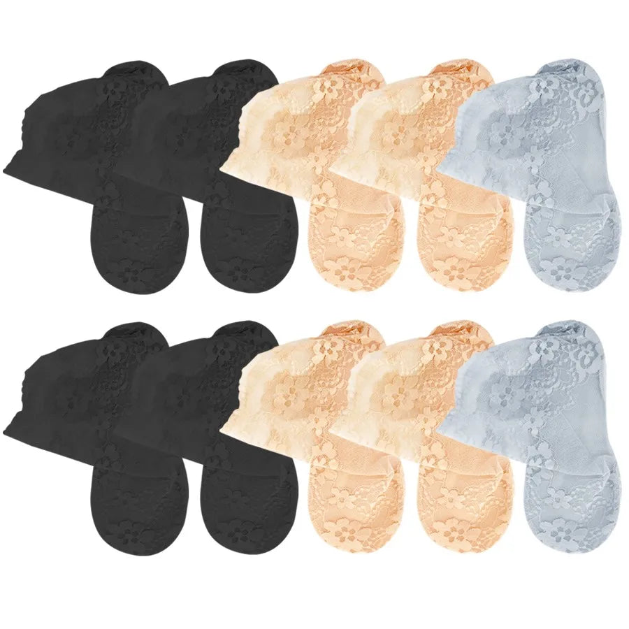 5 Pairs Flower Mesh Lace Transparent Socks