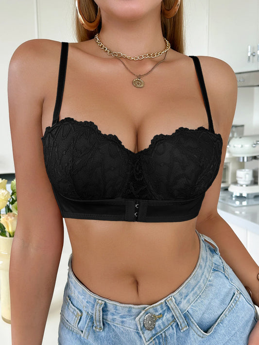 Floral Lace Bra Front Closure Push up Bra Underwear