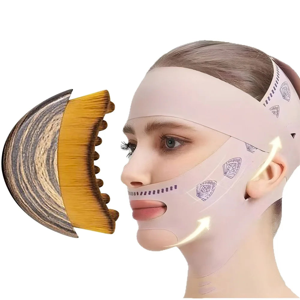 2Piece Lymphatic Face Sculpting Bandage&Massage Brush
