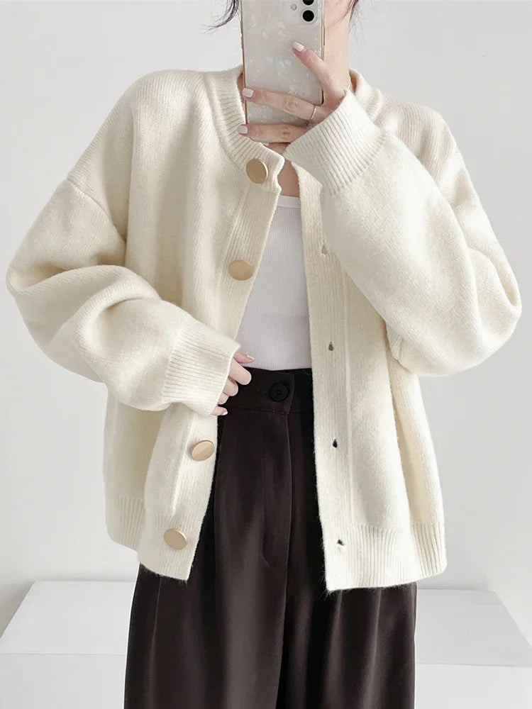 O-neck Loose Cardigans Single Breasted Sweaters