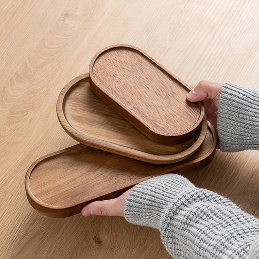 1PC Wooden Serving Oval Wood Tray