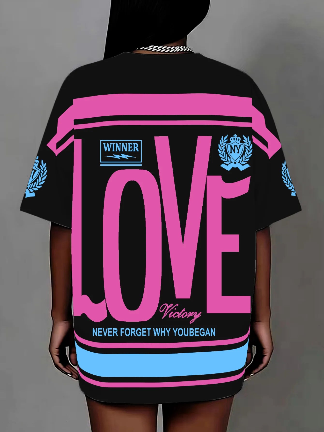 Plus size letter print T-shirt pullover