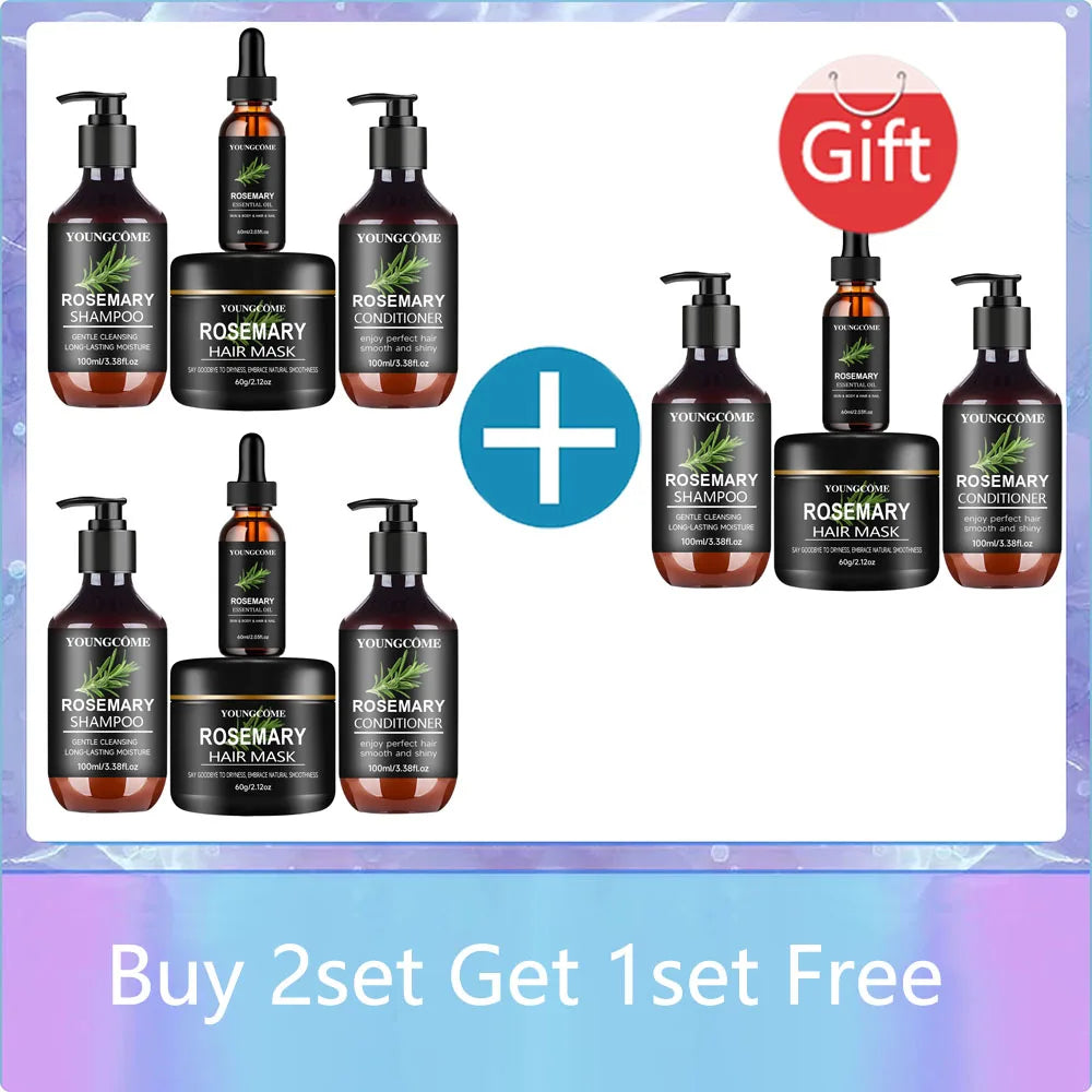 Rosemary Kit 4in1 Mask+Shampoo+Conditioner+Oil Helps Strengthen Weak Hair Care